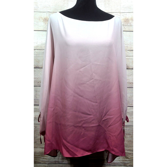 Vince Camuto Tops - Vince Camuto Ombre Crepe Blouse Top Women's Size Large Pink Dolman Tie Sleeves